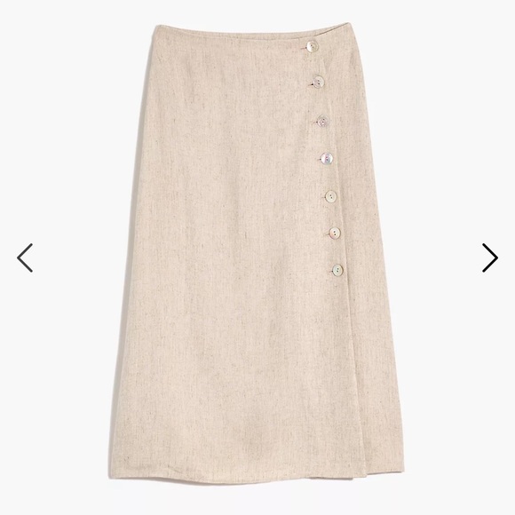 Madewell Linen Blend Side Button Midi Skirt - Picture 5 of 8
